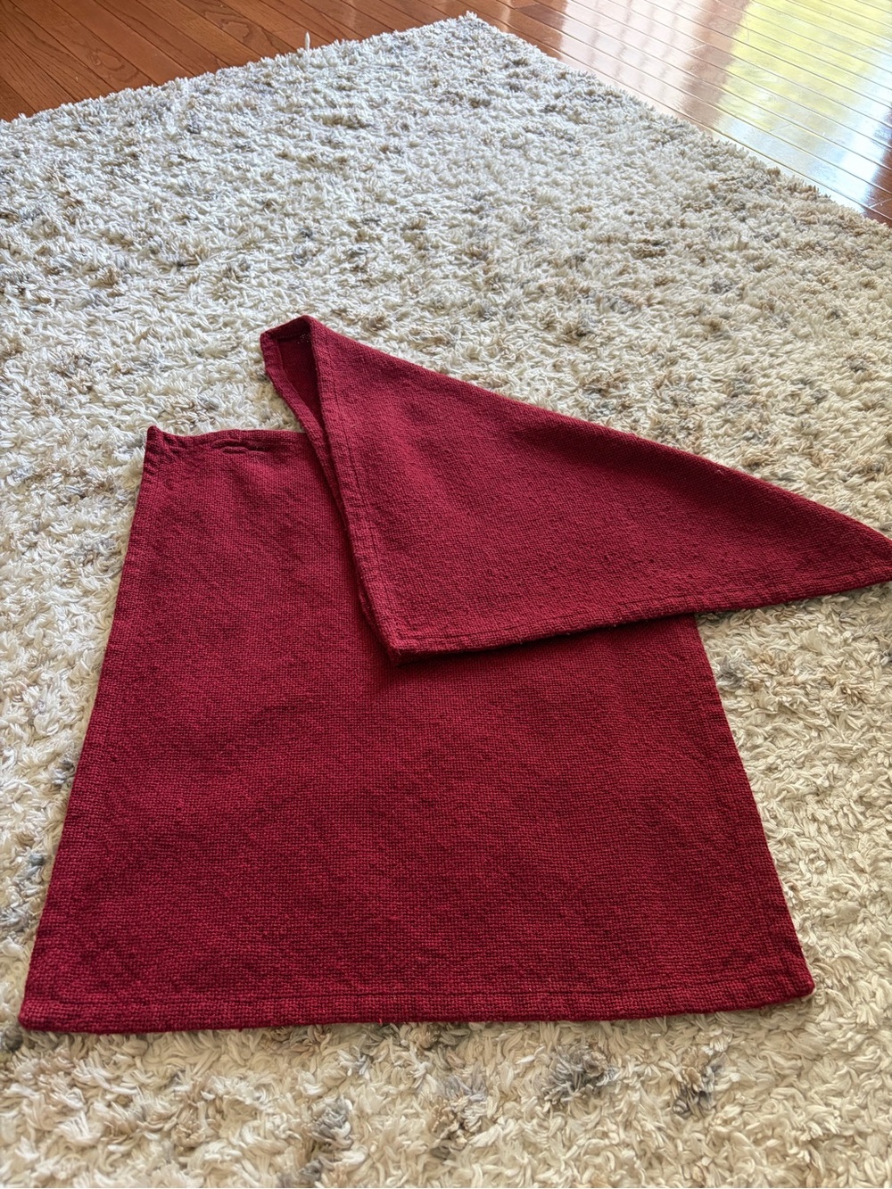 Rich Wine Red Knit Table Runner and Napkin Set — Home Dining Table Linens
